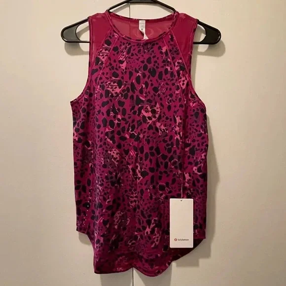NWT Lululemon Sculp Tank Top Cheetah Print Magenta Purple Size 4 - Picture 2 of 10